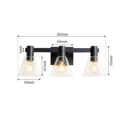 KAISITE 21.3 in. 3 Light Black Dimmable Bathroom Vanity Light Fixture