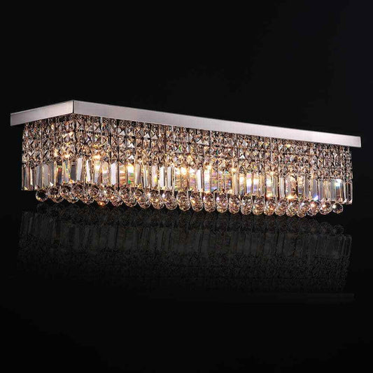 SILJOY 40 in. Modern 8-Light Rectangle Crystal Chandelier Ceiling Light Fixture