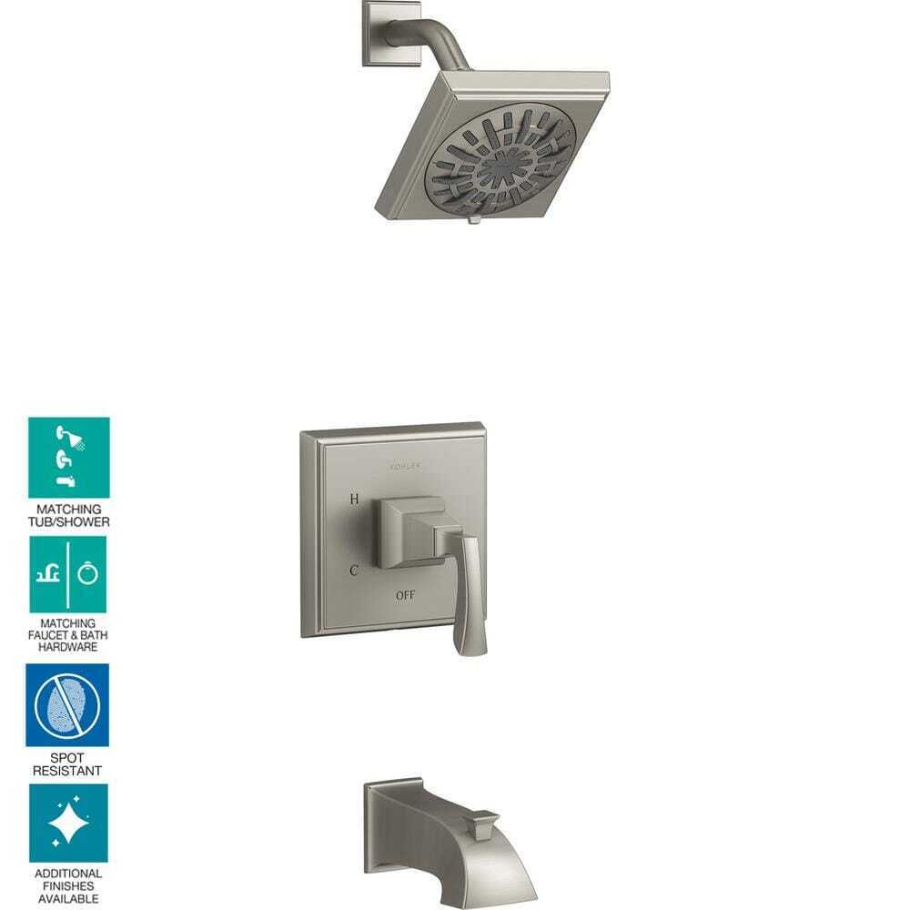 KOHLER Kallan Rite-Temp Tub and Shower Faucet inBrushed Nickel Valve Included