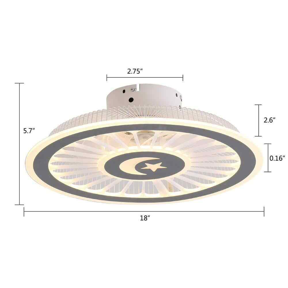 OUKANING 18 in. Gray Modern Simple Style Indoor LED Semi Flush Mount Ceiling Fan