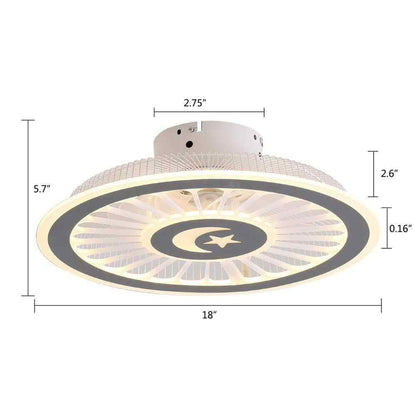 OUKANING 18 in. Gray Modern Simple Style Indoor LED Semi Flush Mount Ceiling Fan