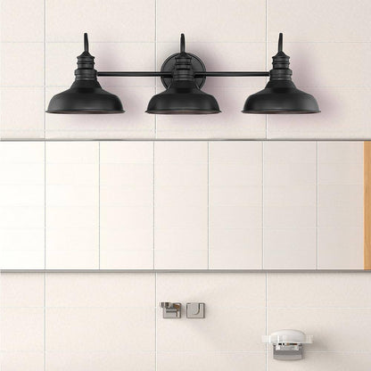 Hampton Bay 29 in. Elmcroft 3-Light Matte Black Vanity Light w/ Metal Shades