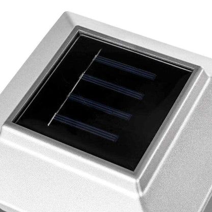Glitzhome 5.75 in. L Solar Silver Powered LED Fence Deck Post Cap Light  4 pk