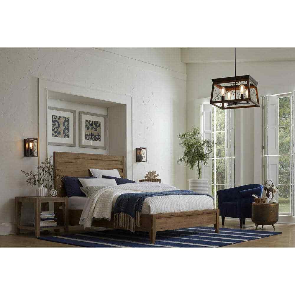 Progress Lighting Briarwood 4-Light Antique Bronze Farmhouse Square Chandelier