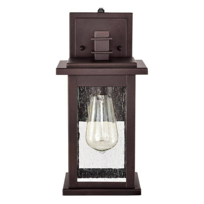 Jushua 1-Light Oil Rubbed Bronze Outdoor Lantern Sconce w/ Dusk to Dawn Sensor