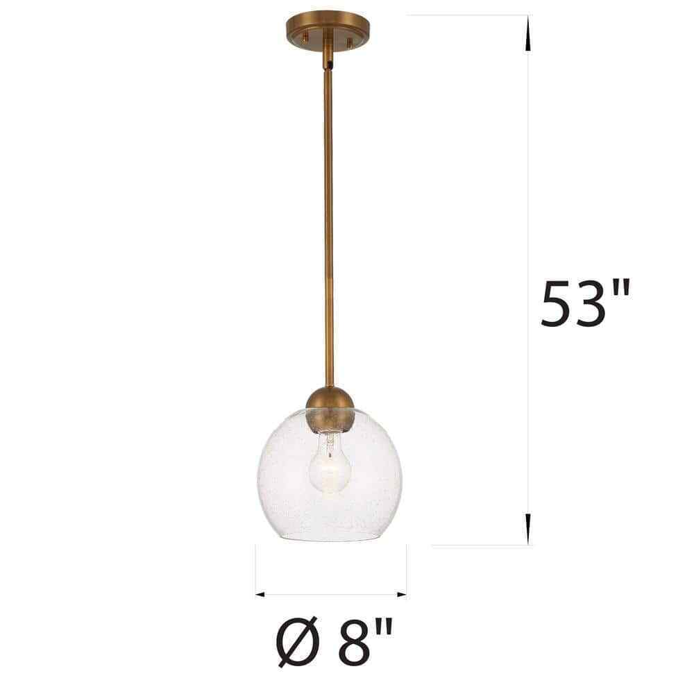 Home Decorators Collection Jill 1-Light Gold Pendant Seeded Glass Shade