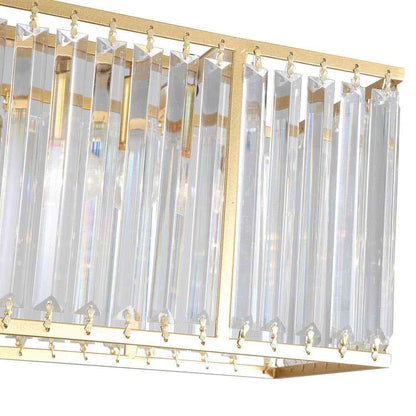 33.5 in. 4-Light Modern Gold Rectangular Chandelier w/ Transparent Crystal Shade