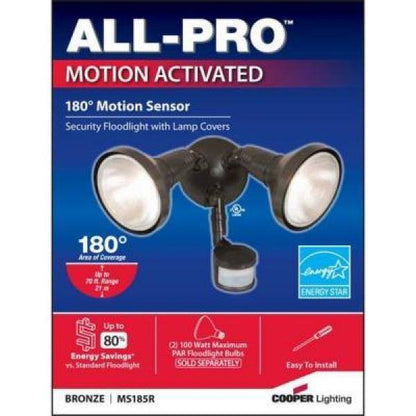 All-Pro 180-Degree Bronze Motion Activated Sensor Outdoor Security Flood Light