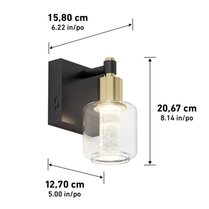 Artika Champagne Globe 5 in. Black  Gold Modern Dimmable Bath Vanity Light