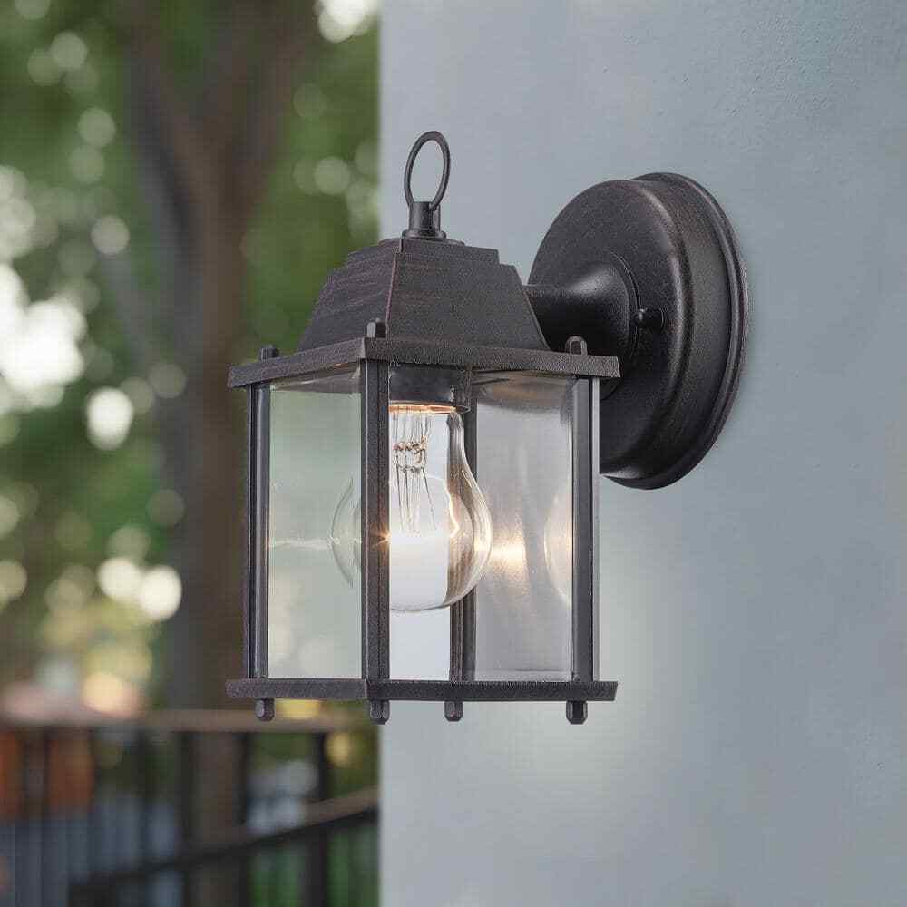 Bel Air Lighting Patrician Rust Outdoor Wall Light Fixture w/ Clear Glass