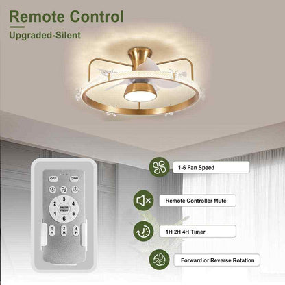 Depuley 28 in. Modern Round Crystal Low Profile Ceiling Fan w/ Caged Light