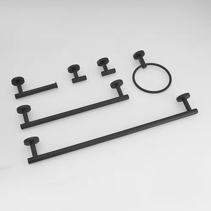 BWE 6-Piece Modern Bath Set w/ Towel Ring, Toilet Paper Holder, Bar, Matte Black