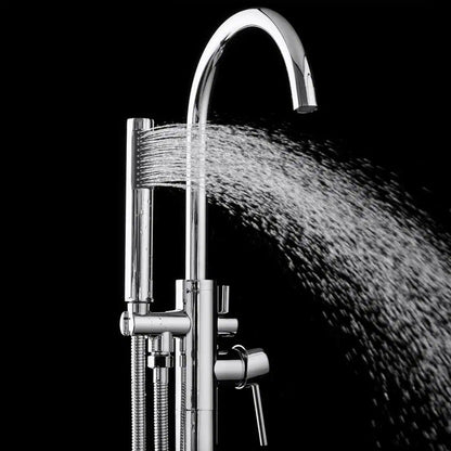 AKDY Freestand Floor Mount Roman Tub Faucet Bathtub Filler, Hand Shower, Chrome