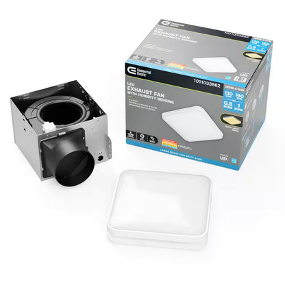 130 /160 CFM Ceiling Mount Room Side Installation Square Bathroom Exhaust Fan