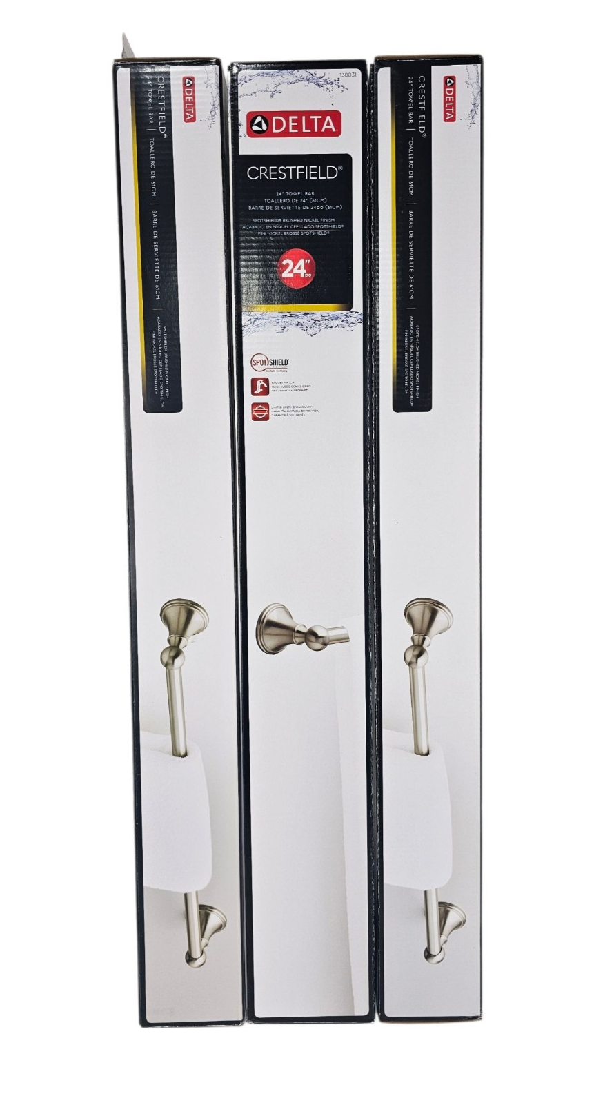 *3 PACK* Delta Crestfield 24 in. Wall Mounted Towel Bar in Brushed Nickel 138031