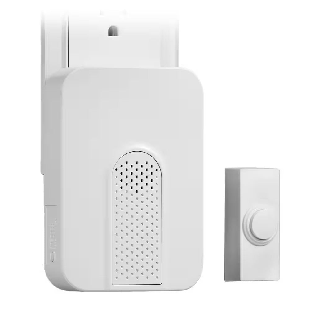Defiant Wireless Plug-In Doorbell Kit with White Insert and 1 Push Button White