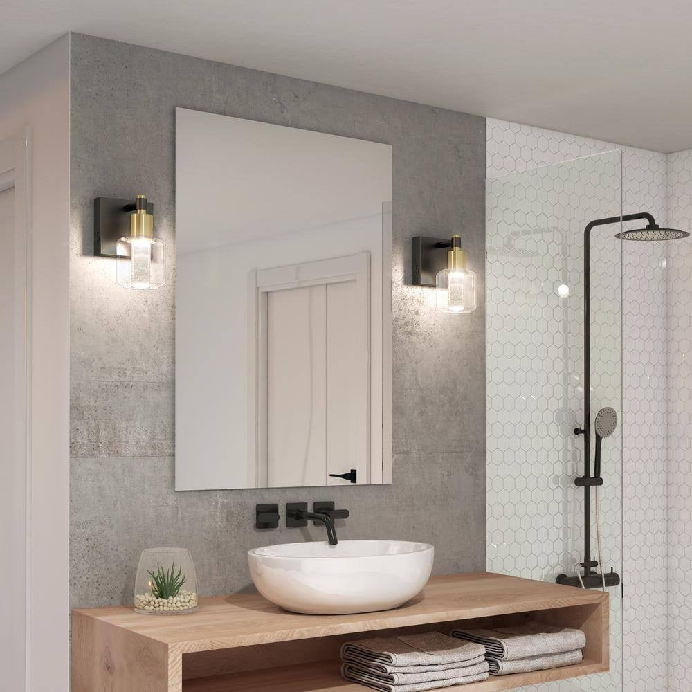 Artika Champagne Globe 5 in. Black  Gold Modern Dimmable Bath Vanity Light