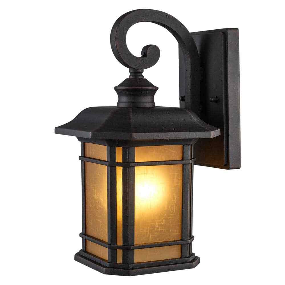 Bel Air Lighting San Miguel 12.5" Rust Outdoor Wall Light Fixture w/ Tea Glass