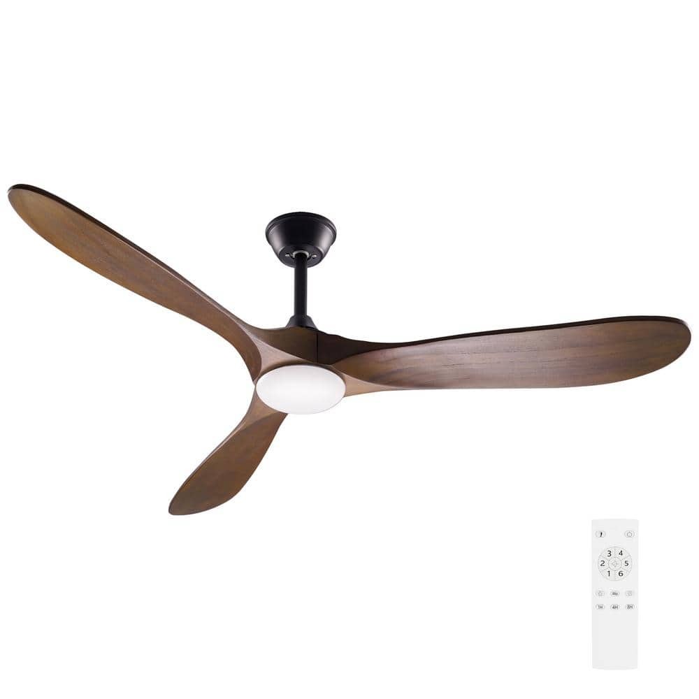 60 in. Integrated LED Indoor/Outdoor Wood Ceiling Fan w Light Kit Remote Control