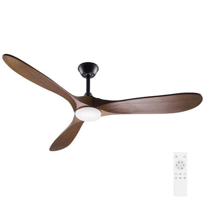60 in. Integrated LED Indoor/Outdoor Wood Ceiling Fan w Light Kit Remote Control