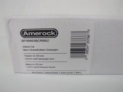 Amerock London 8 in. 203mm Modern Black Chrome/Golden Champagne Bar Cabinet Pull