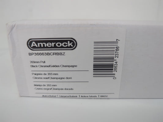 Amerock London 8 in. 203mm Modern Black Chrome/Golden Champagne Bar Cabinet Pull