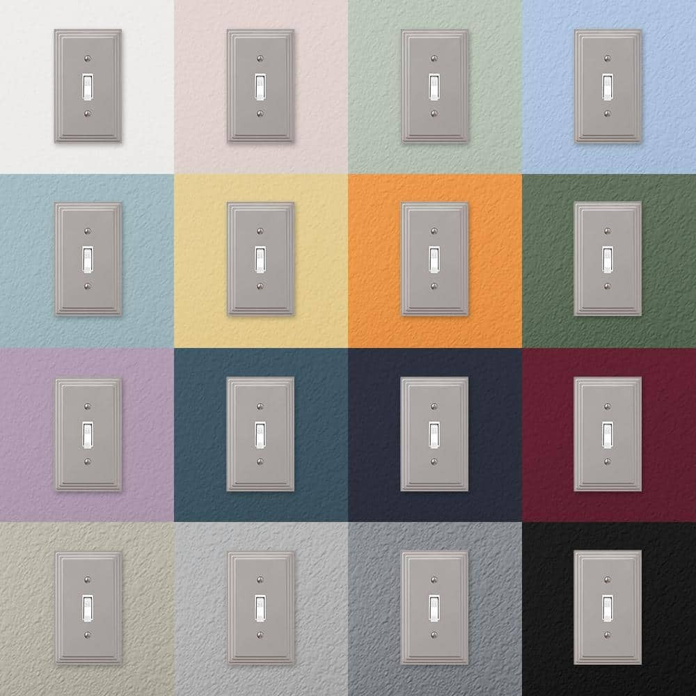 *4-PACK* AMERELLE Tiered 3 Gang Rocker Metal Wall Plate - Satin Nickel