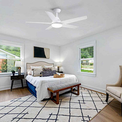 48 in. Integrated LED Light Kit Matte White Ceiling Fan with Remote Control