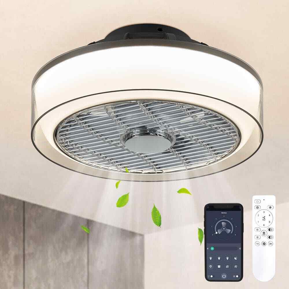 ANTOINE 16 in. Indoor Gray Low Profile Ceiling Fan w/ Dimmable Light & Remote