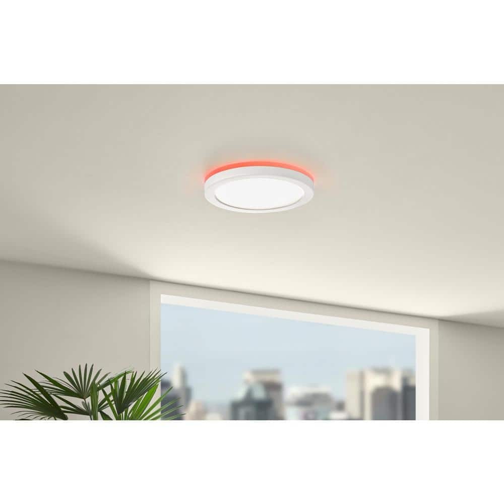 Commercial Electric Smart Flush Mount 13in Matte White 1006486536