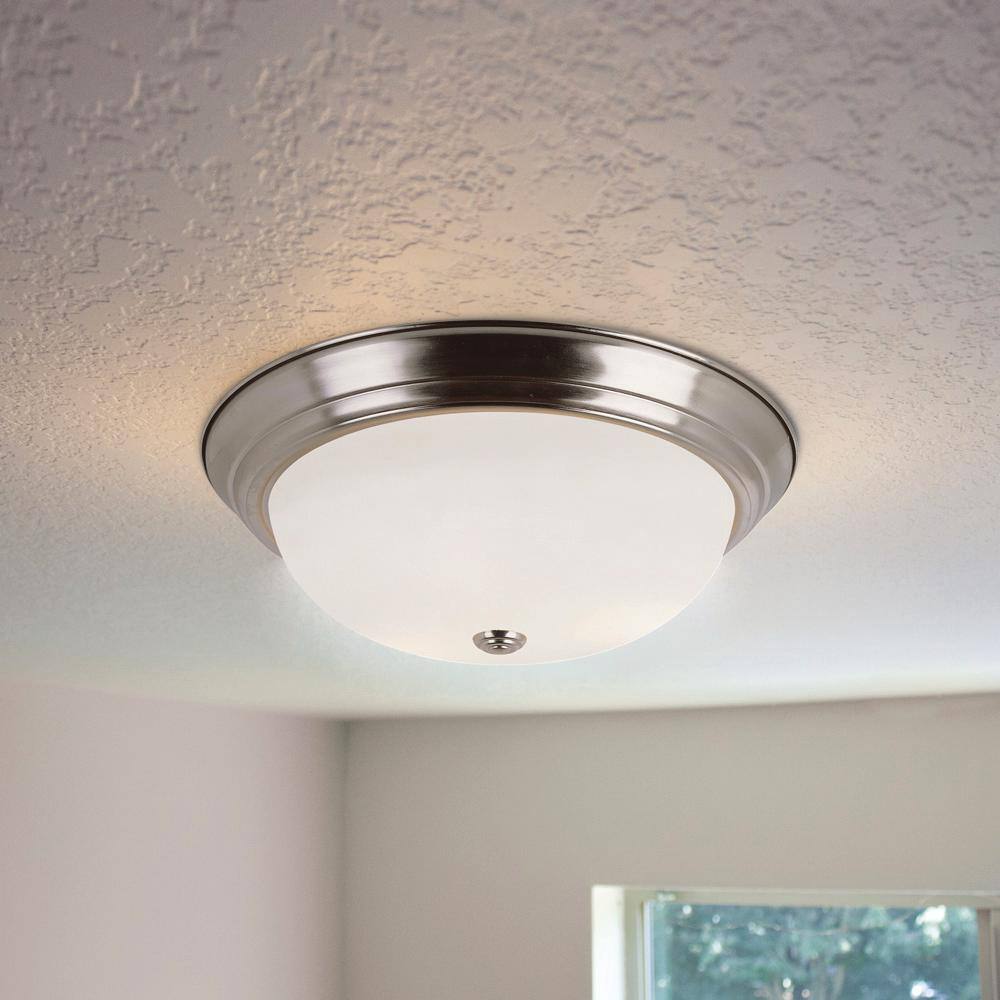 Bel Air Lighting Bowers 15 in. 3-Light Brushed Nickel Flush Mount Ceiling Light