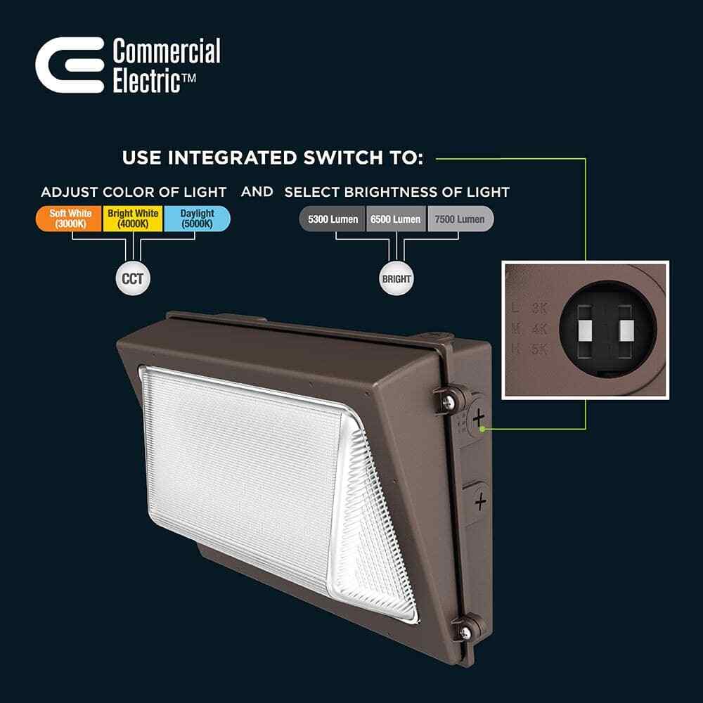 Commercial Electric LED Bronze Dusk to Dawn Wall Pack Light 3000K-5000K