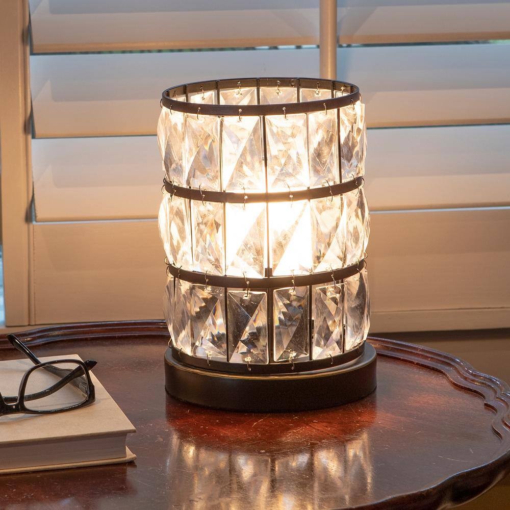 Decor Therapy Hayes 9 in. Bronze Faceted Touch Control Uplight