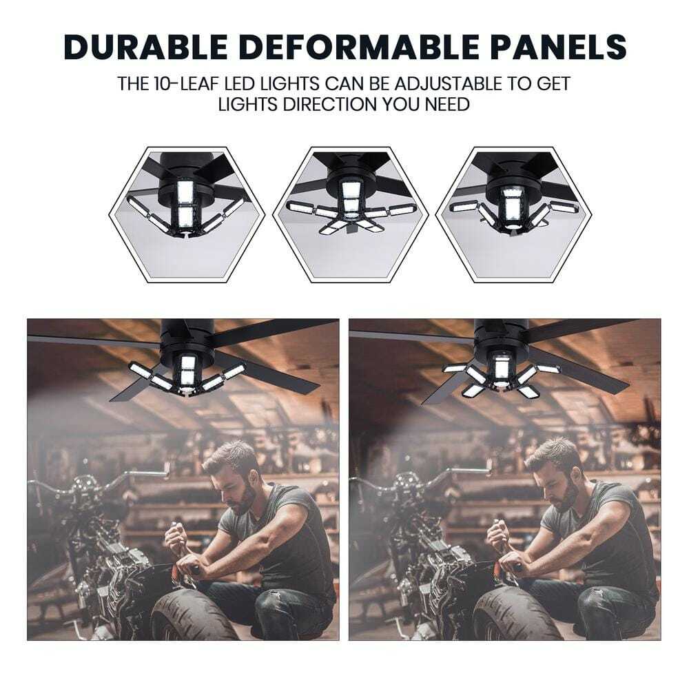 ANTOINE 56 in. Black Ceiling Fan with Dimmable LED Light & Remote  for Garage 