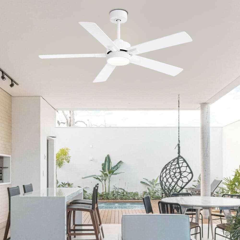 Breezary Charlie 52 in. LED Indoor White Ceiling Fans w/ Light & Remote Control