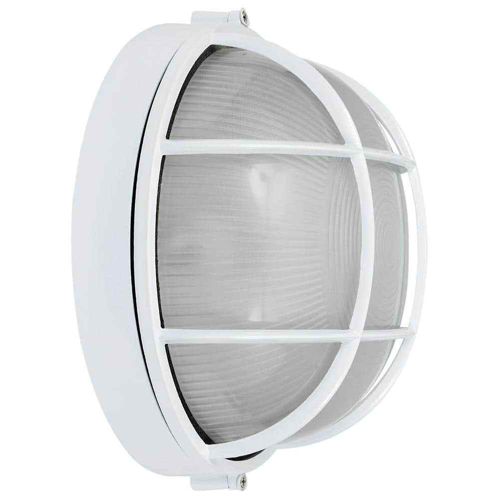 Access Lighting Nauticus White Outdoor Bulkhead Light w/ Frosted Glass Shade
