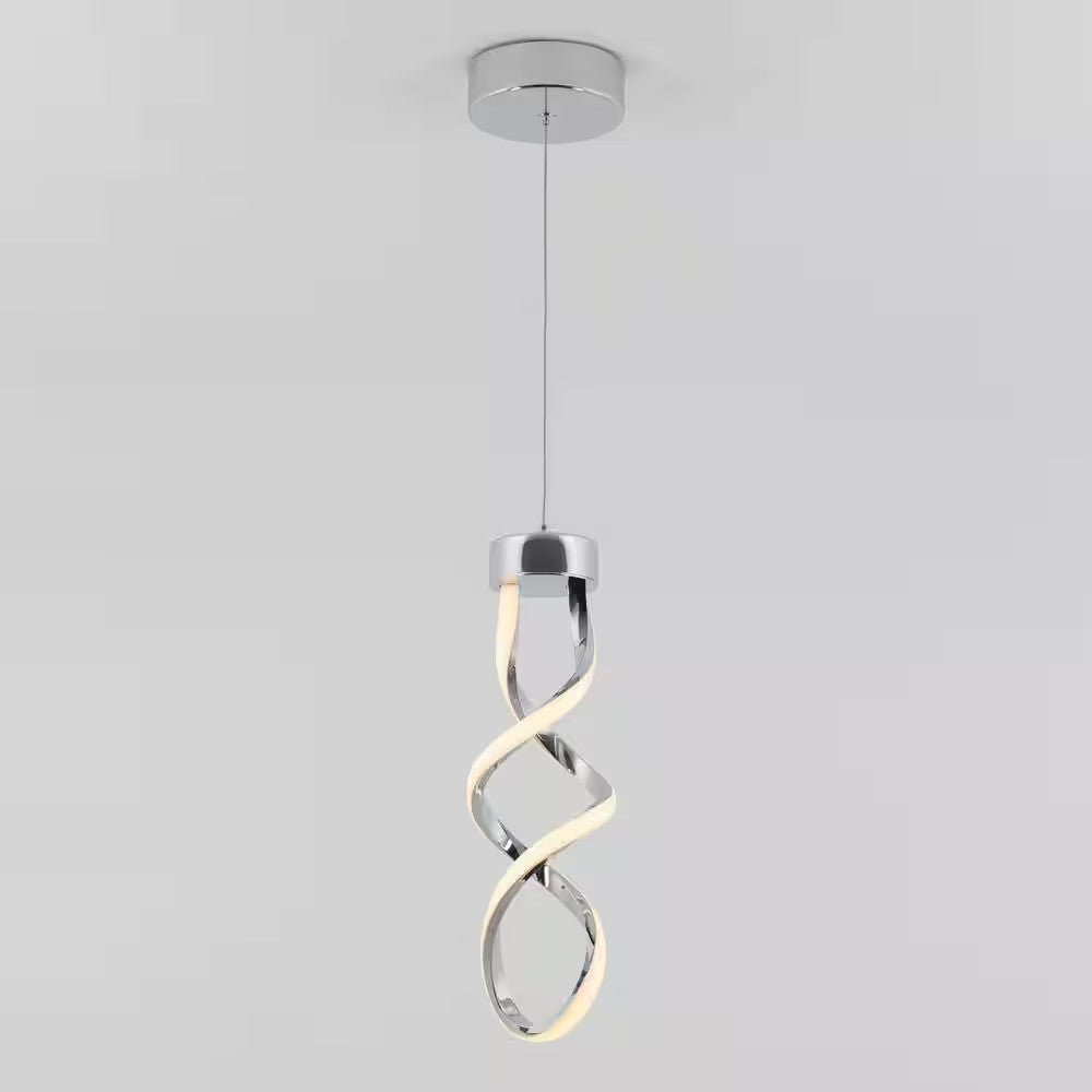 Artika Swirl 13-Watt Integrated LED Chrome Mini Pendant for Kitchen Island