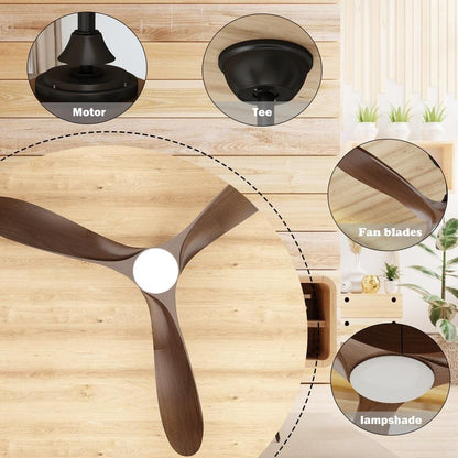 60 in. Integrated LED Indoor/Outdoor Wood Ceiling Fan w Light Kit Remote Control