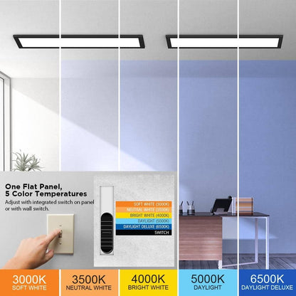 *2 PACK* CE 1x4 ft. 4000 Lumens Matte Black LED Flat Panel Ceiling Lights 5CCT