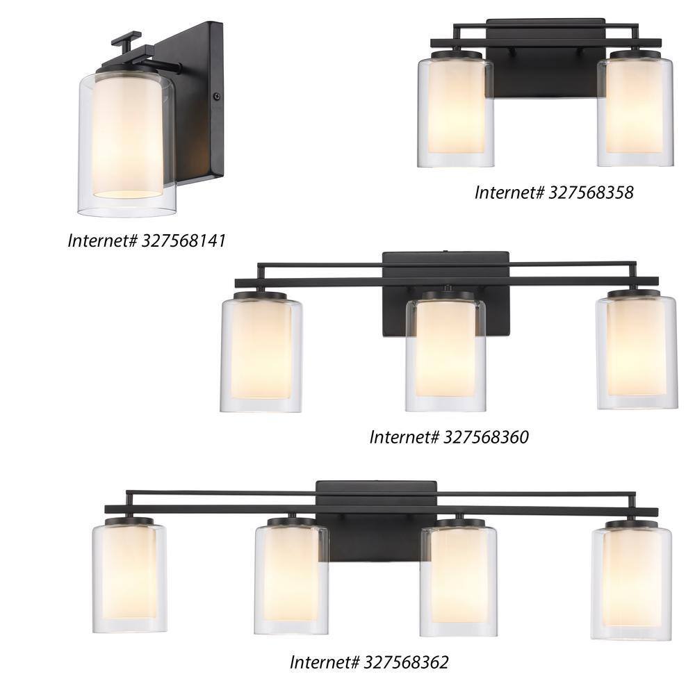 Bel Air Lighting Lisbon 1-Light Black Wall Sconce Light Fixture w/ Glass Shade