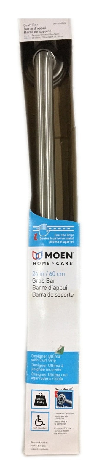 *2 PACK* MOEN Home Care 24" Concealed Screw Grab Bar Brushed Nickel w Curl Grip