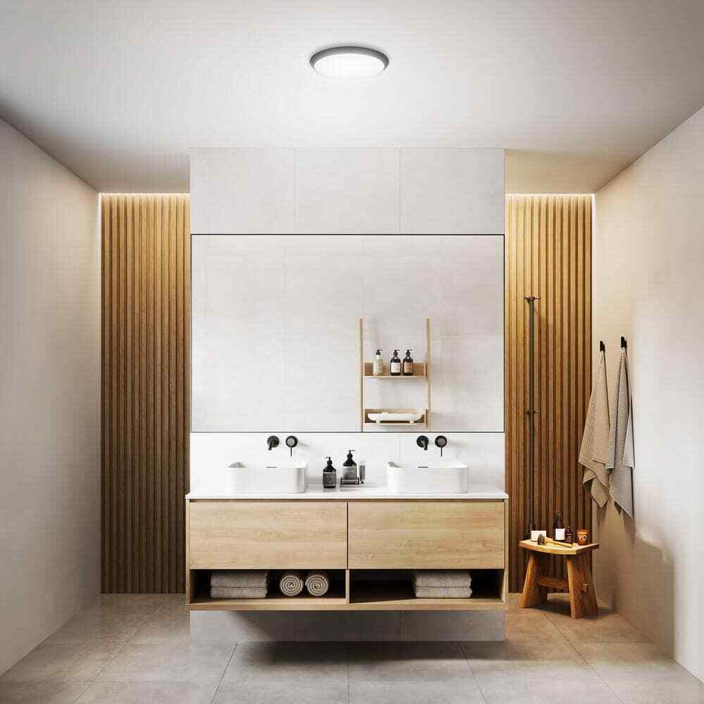 Commercial Electric 11 in. Black LED Dimmable CCT Flush Mount Ceiling Light