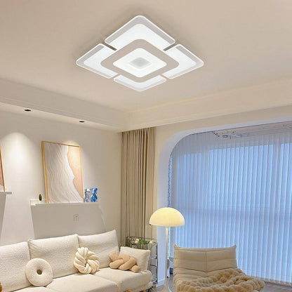 16.5" 1-Light White LED Semi-Flush Mount Indoor Minimalist Square Ceiling Light