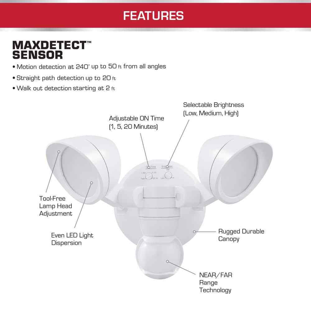 Defiant MaxDetect 240-Degree White Motion Activated Wired Outdoor Flood Light