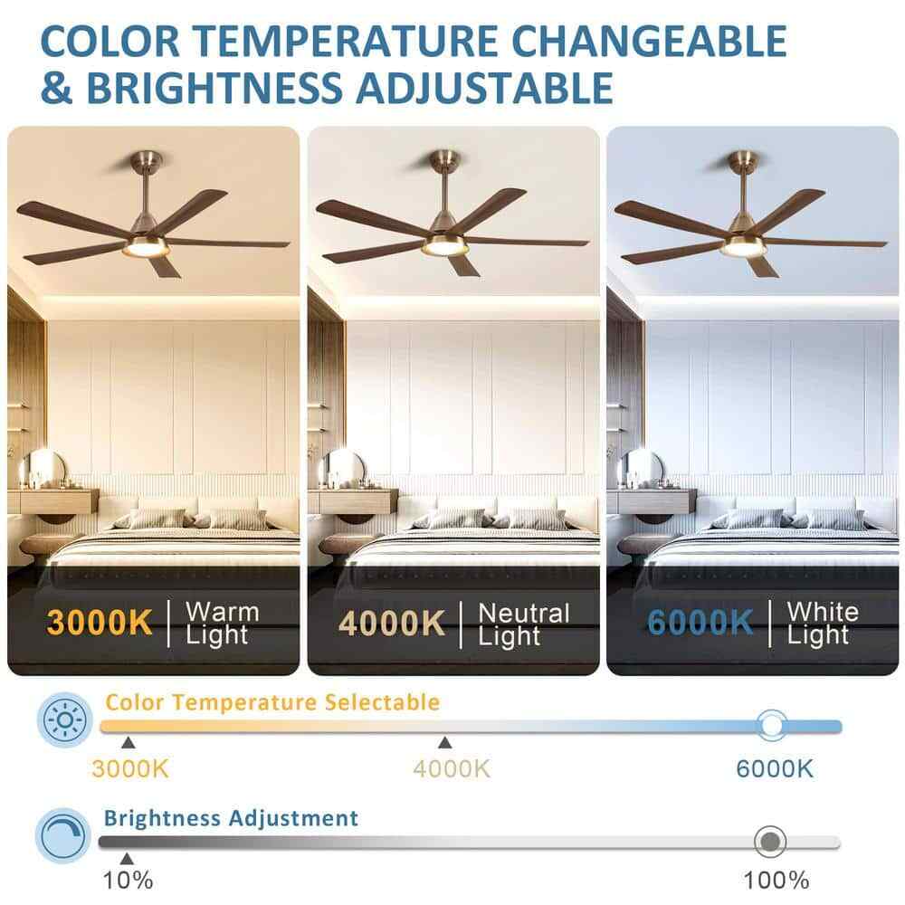 52 in. Smart LED Wood Black Semi Flush Mount Ceiling Fan w/ Light Kit Remote App