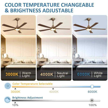 52 in. Smart LED Wood Black Semi Flush Mount Ceiling Fan w/ Light Kit Remote App