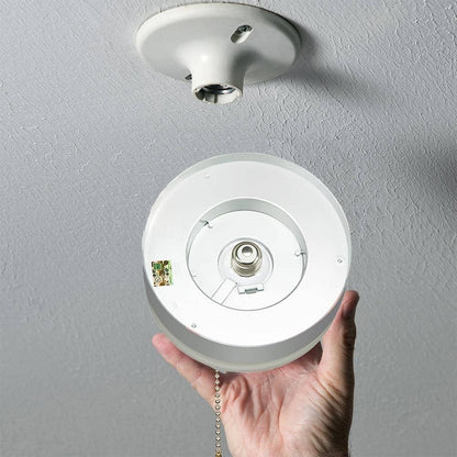 Commercial Electric Spin Light 7" Pull Chain Satin Nickel LED Flush Mount