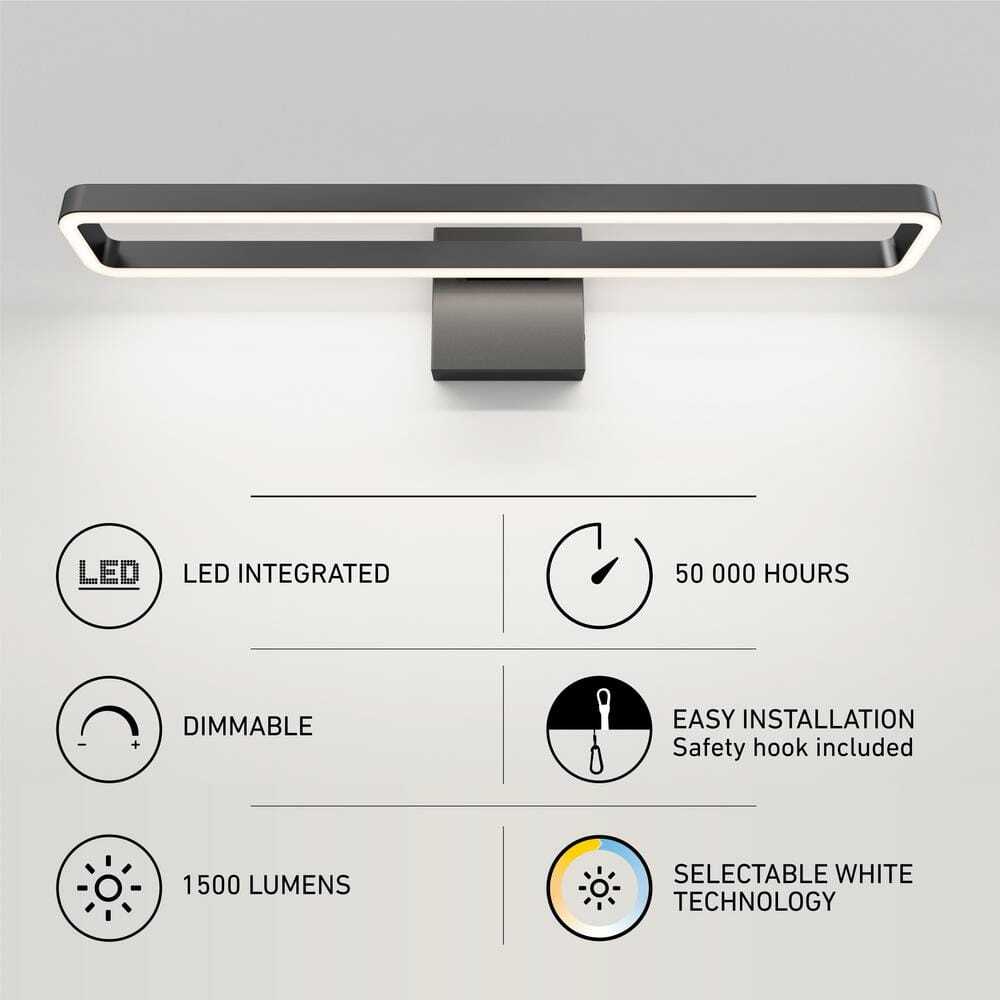 Artika Hinge 27" 1-Light Black Modern LED 3 CCT Vanity Light Bar for Bathroom