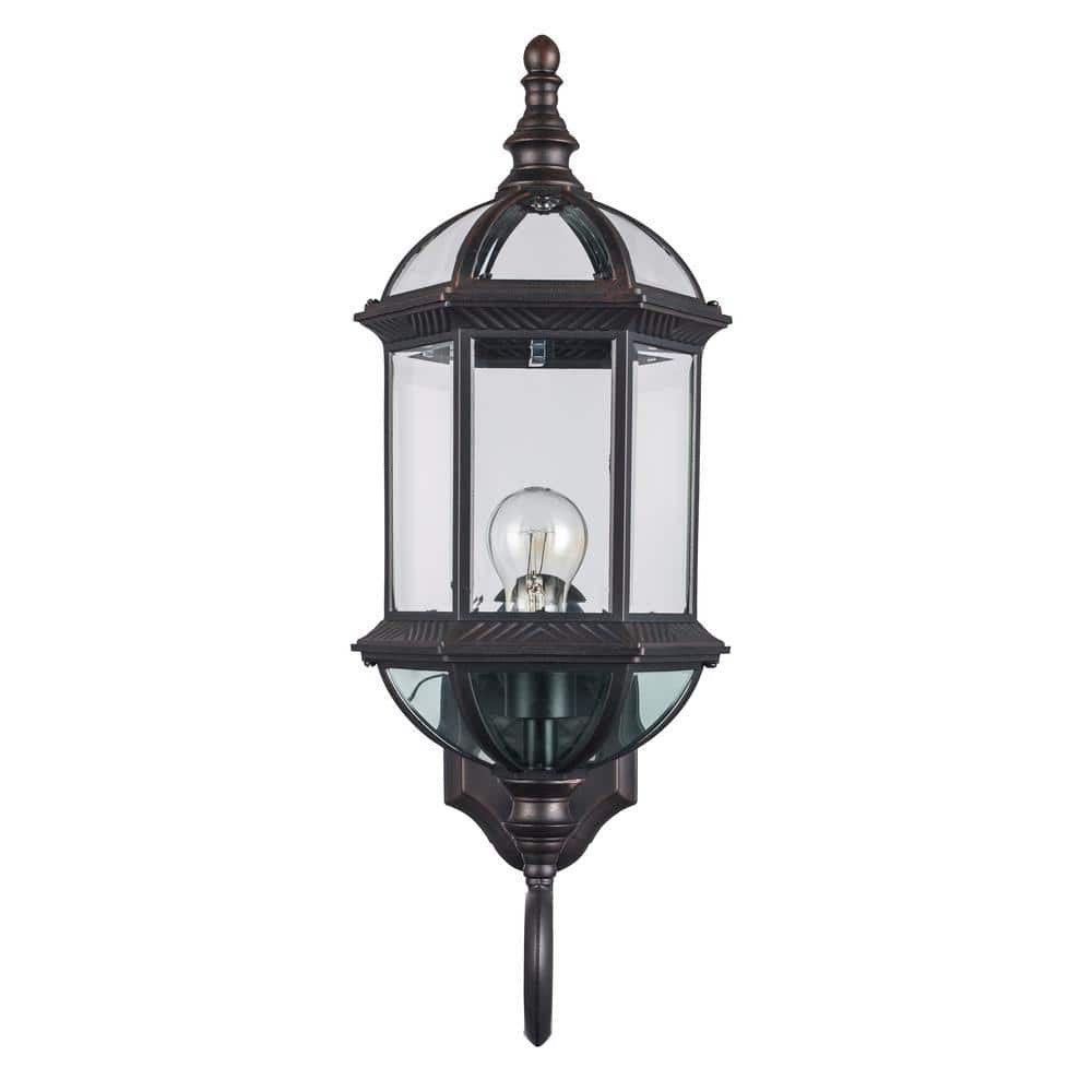 Bel Air Lighting Wentworth 1-Light Rust Outdoor Wall Light Fixture Clear Glass