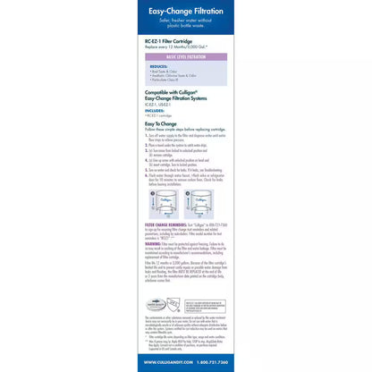 Culligan Replacement Cartridge Easy Change Filter Drinking Water RC-EZ-1